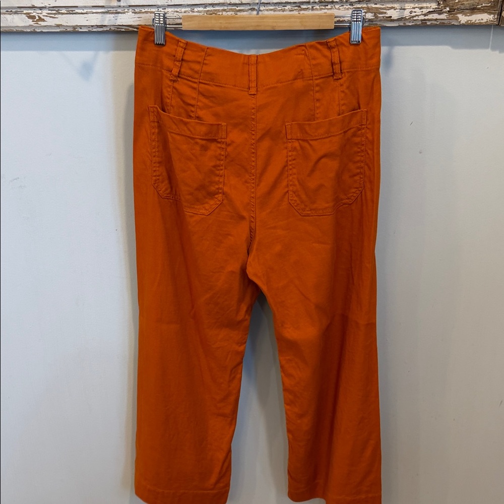 Anthropologie Collette Wide-Leg Pants in Bright Orange - Picture 3 of 8